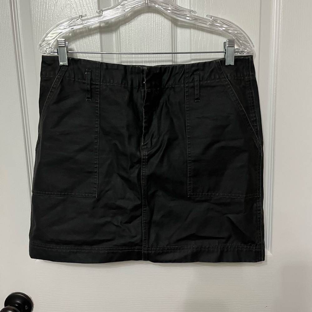Madewell coated canvas washed black cargo miniskirt grunge size 12 - Picture 2 of 6